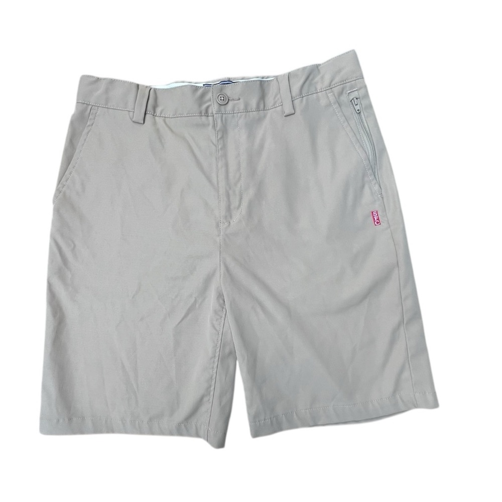 Lands' End Khaki Flat Front‎ Shorts Adjustable Waist Size 16